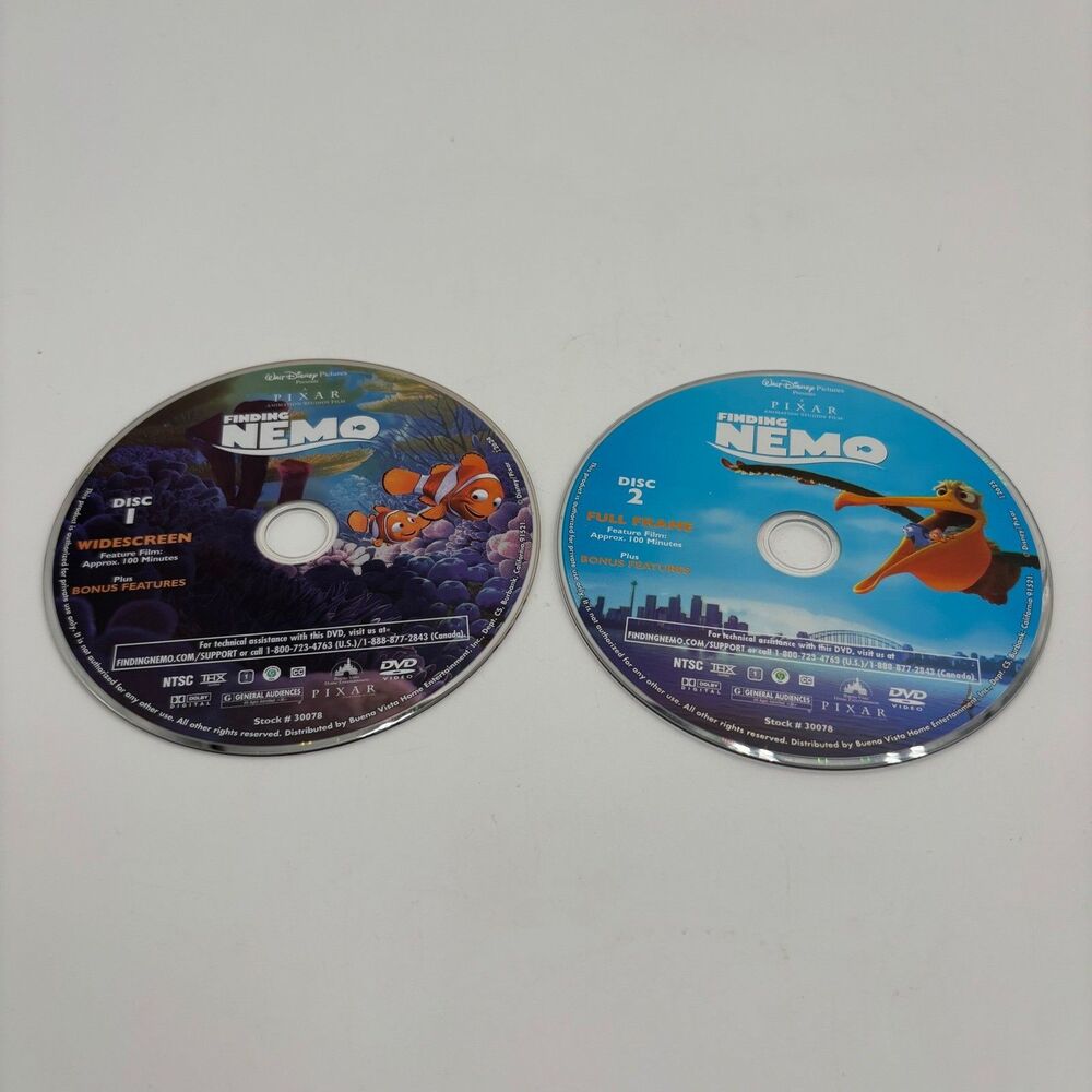 Disney Pixar Finding Nemo DVD Blue Excellent 2 Disc Widescreen Full Frame
